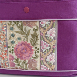 ★パッチワークとインド刺繍リボンのバッグ（ラズベリーパープル）★使い方は4通り【Creema限定】 5枚目の画像