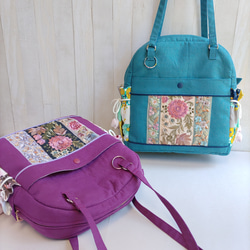 ★パッチワークとインド刺繍リボンのバッグ（ラズベリーパープル）★使い方は4通り【Creema限定】 18枚目の画像