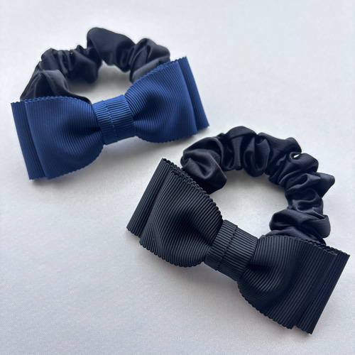 リボンゴム リボンシュシュ 黒リボンシュシュ 紺リボンシュシュ