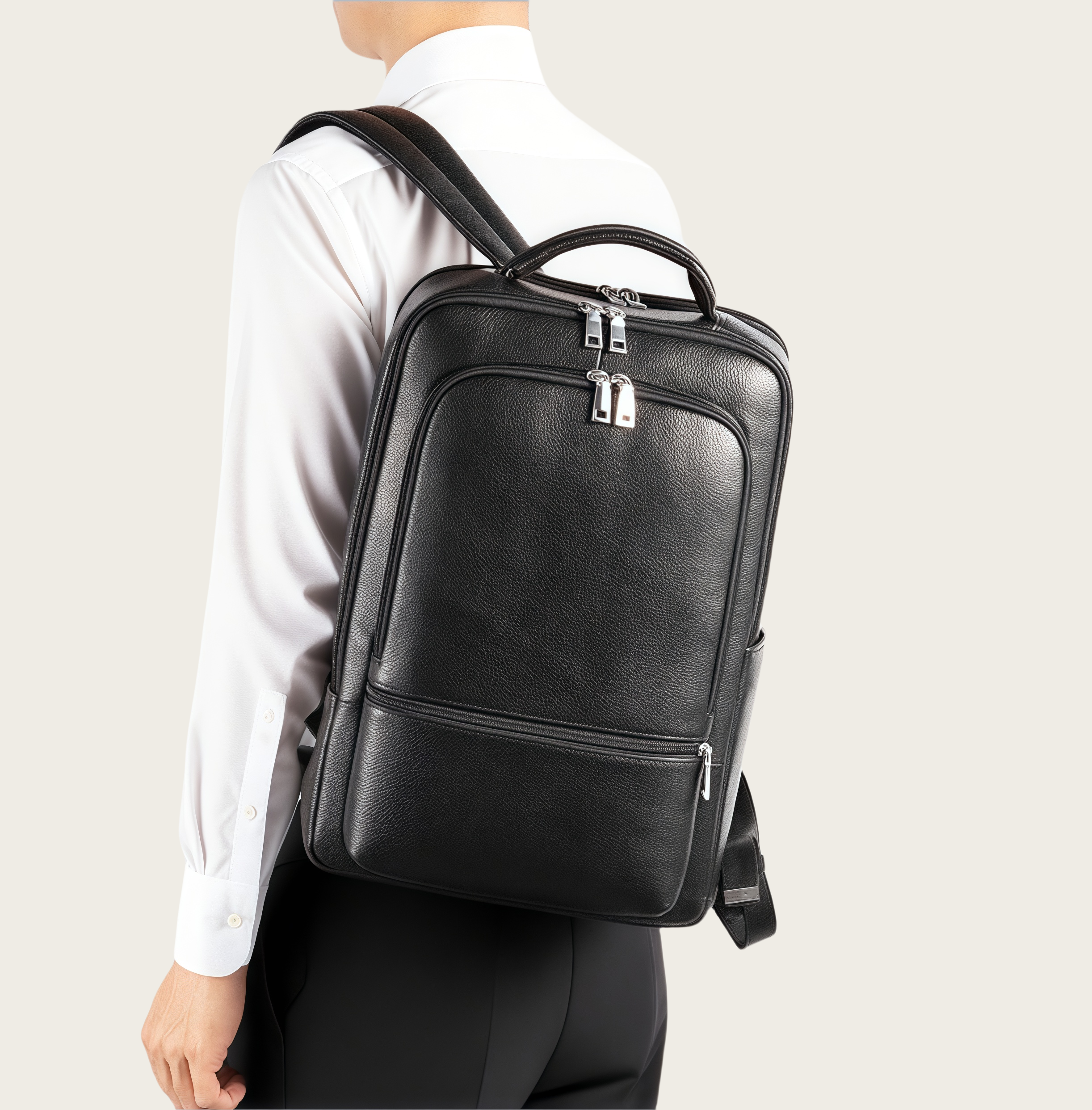 牛革バックパック｜通勤・ビジネス旅行に適した大容量仕様｜15.6 インチ PC 収納可