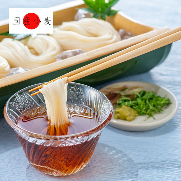 【国産小麦】［40人前］小豆島手延べそうめん　4kg　素麺　赤穂の天塩　かどやのごま油 1枚目の画像