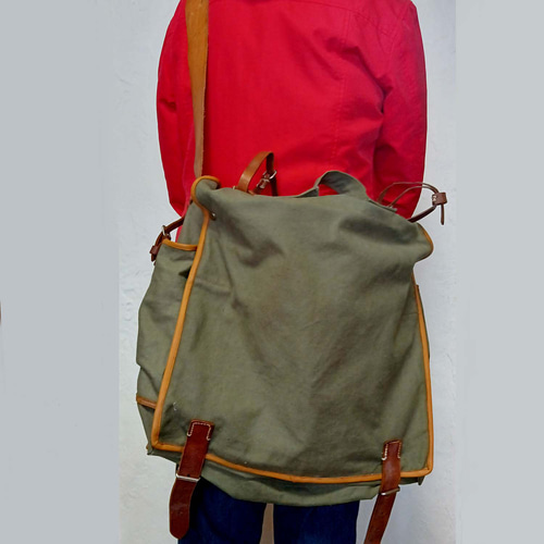 フランス軍ショルダーバッグ チェコ革ベルト 実物 リメイク 1点もの