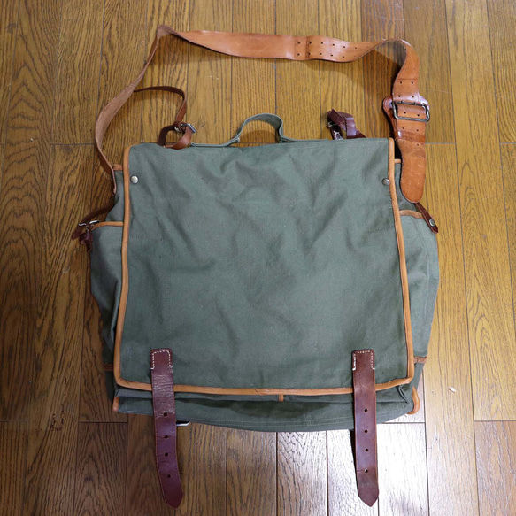 フランス軍ショルダーバッグ チェコ革ベルト 実物 リメイク 1点もの
