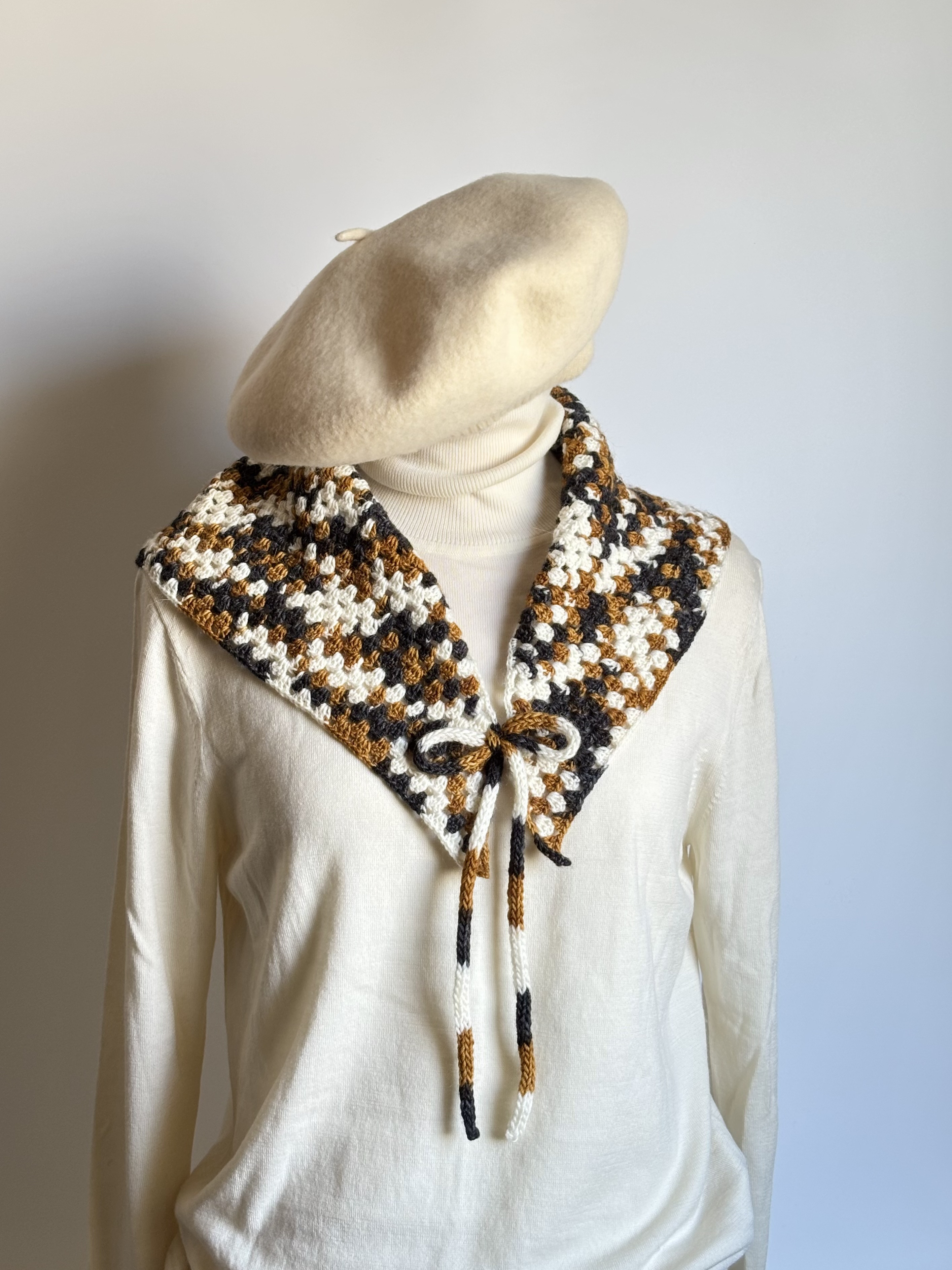 ウールアルパカ　グラニー　三毛猫ショール