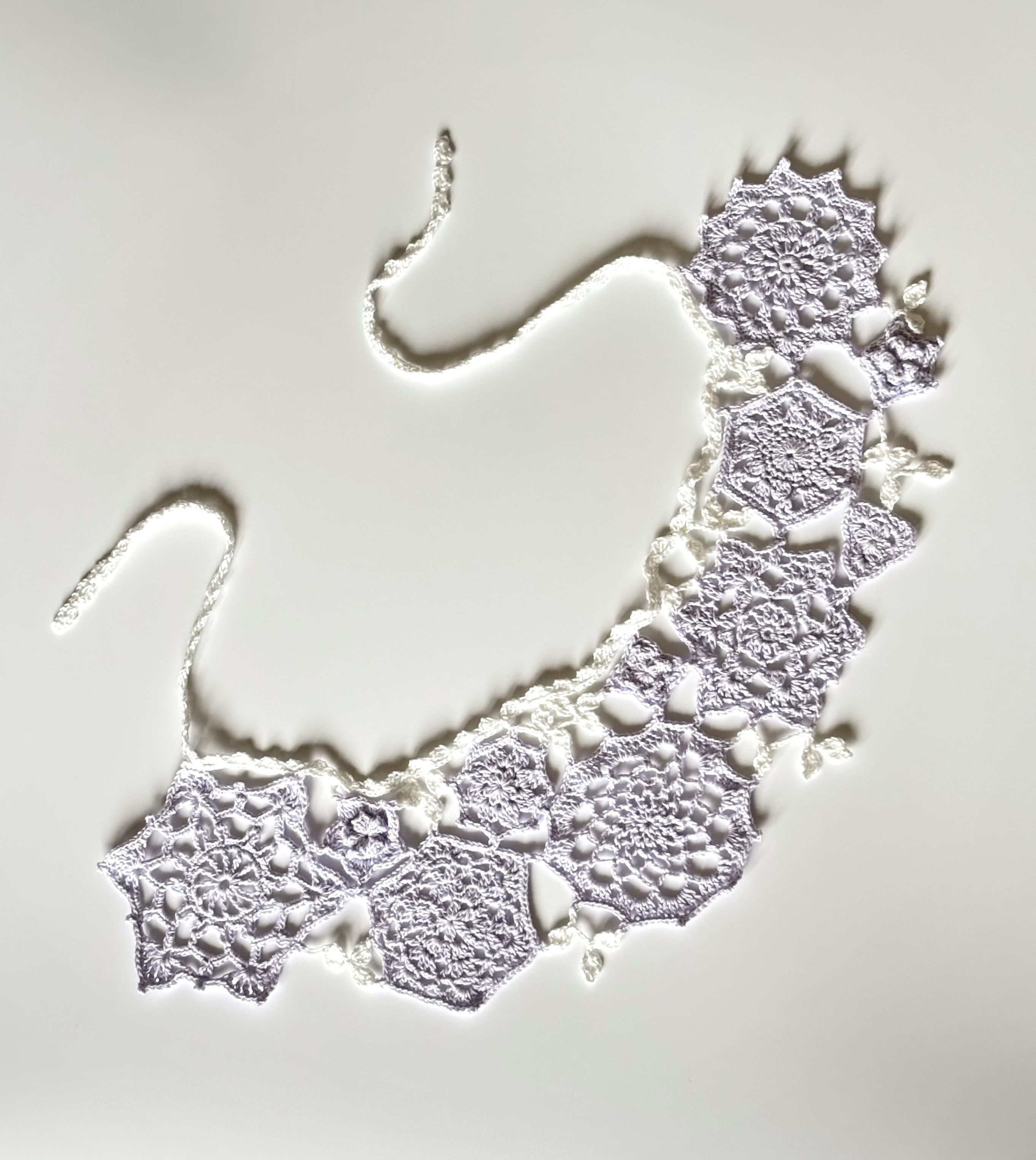 コットンつけ襟　レースモチーフ　かぎ針編み