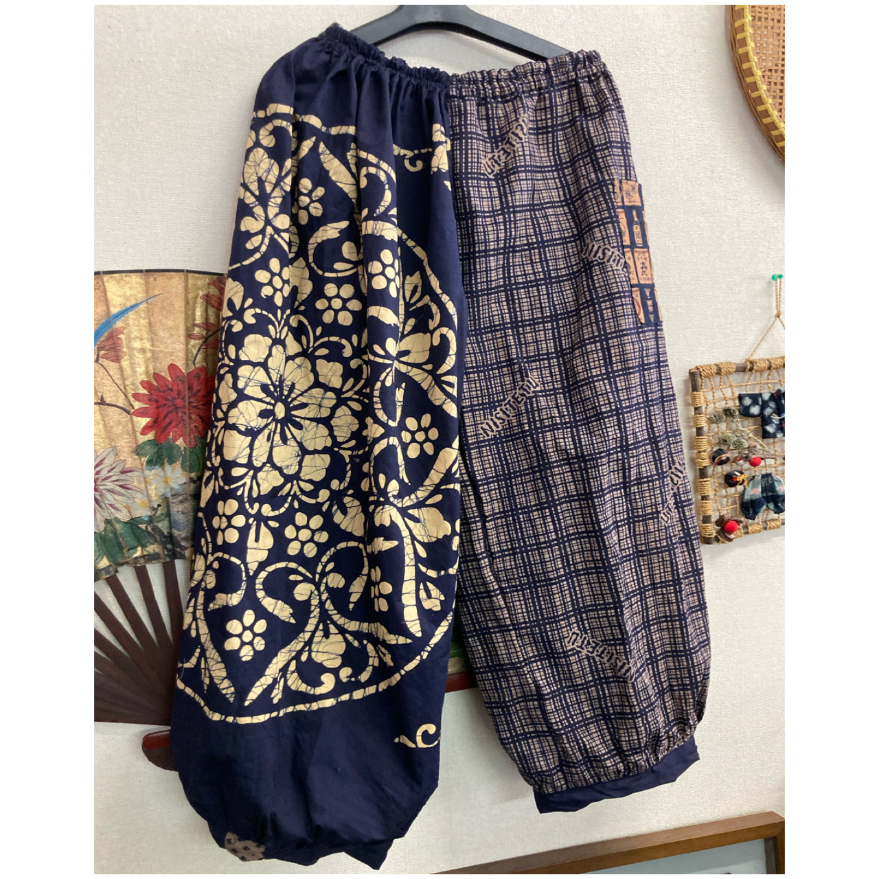 風呂敷と浴衣の柿渋染めゆったりパンツ ハンドメイド - メルカリ