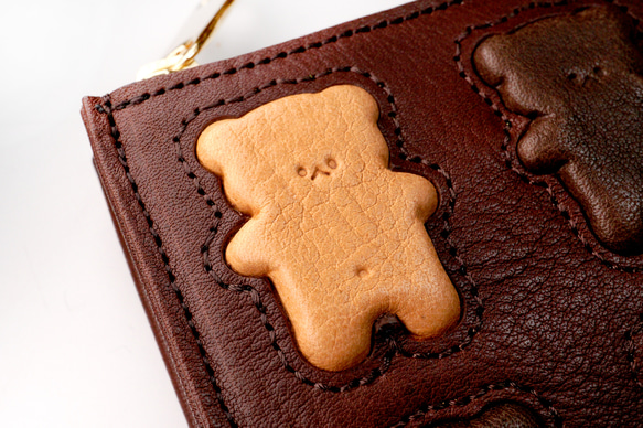 くまちゃんブラウニー財布（牛革製）／お菓子な革小物 4枚目の画像