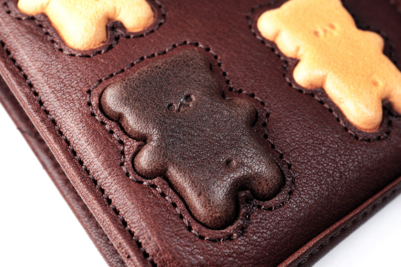 くまちゃんブラウニー財布（牛革製）／お菓子な革小物 5枚目の画像