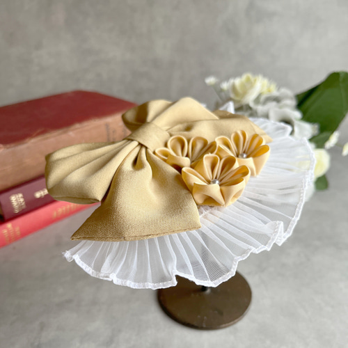 送料無料】京都 和ヘッドドレス リボン 花 つまみ細工 髪飾り 髪留