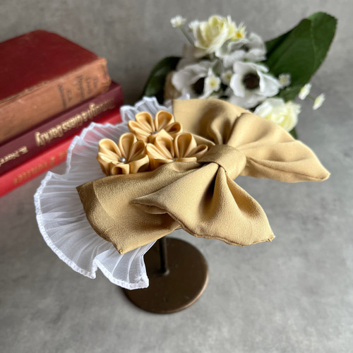 送料無料】京都 和ヘッドドレス リボン 花 つまみ細工 髪飾り 髪留