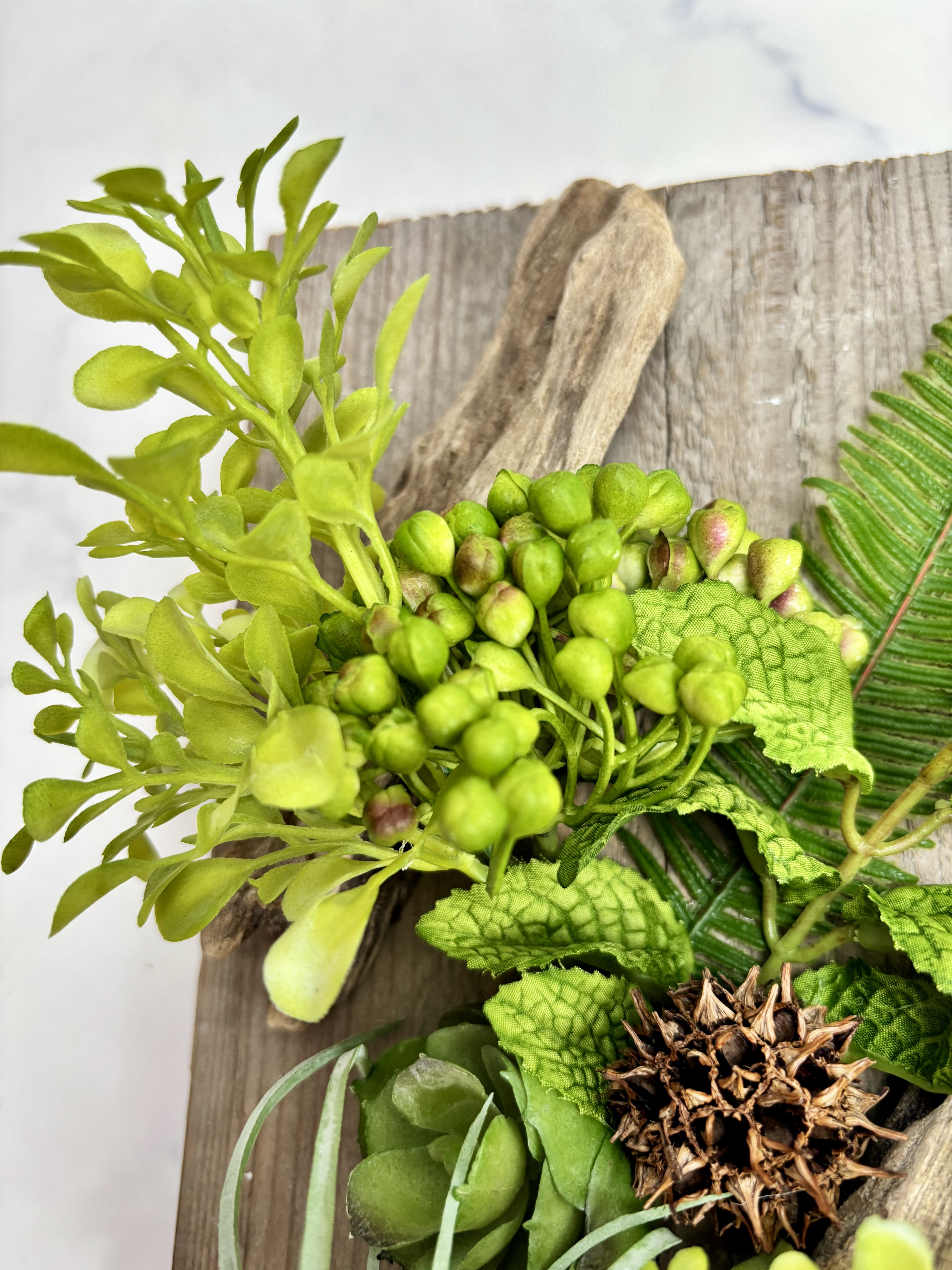 流木×足場板グリーンアート　フェイクグリーン壁掛け　インテリア