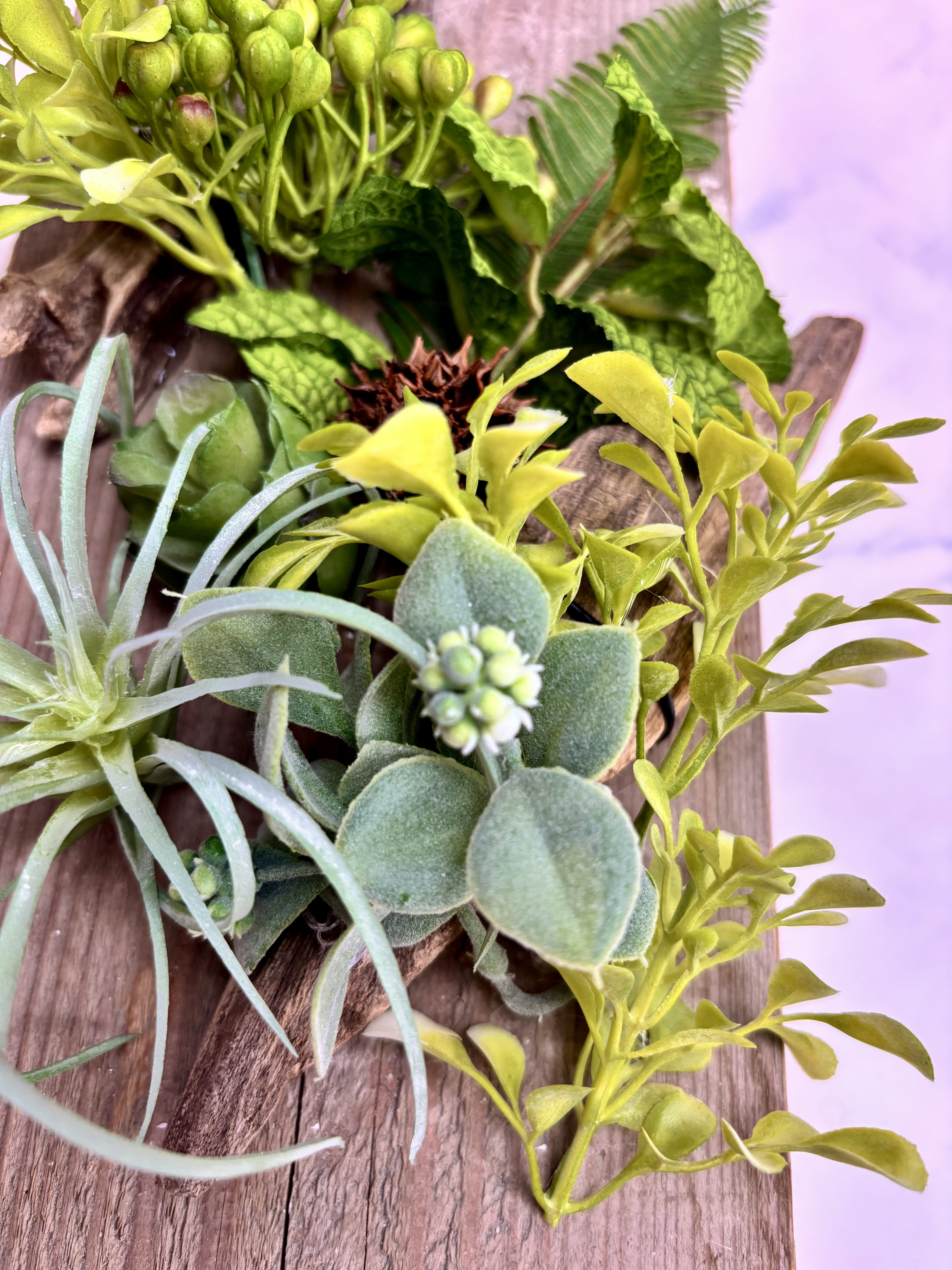 流木×足場板グリーンアート　フェイクグリーン壁掛け　インテリア