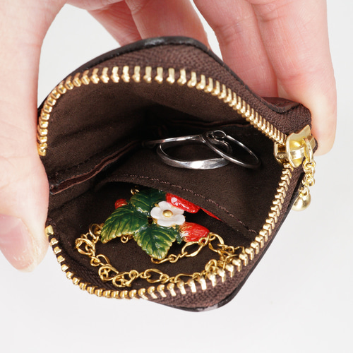 くまちゃんブラウニー小銭入れ（牛革製）／お菓子な革小物 小銭入れ