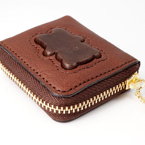 くまちゃんブラウニー小銭入れ（牛革製）／お菓子な革小物 小銭入れ