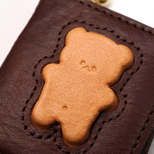 くまちゃんブラウニー小銭入れ（牛革製）／お菓子な革小物 小銭入れ