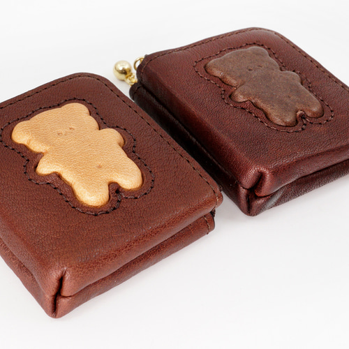 くまちゃんブラウニー小銭入れ（牛革製）／お菓子な革小物 小銭入れ