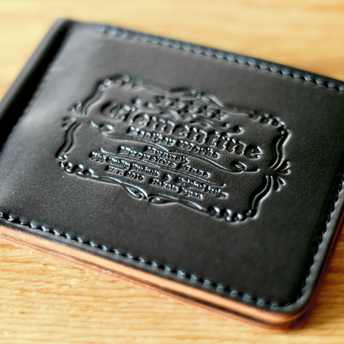 マネークリップ（コインケースなし）【栃木レザー】 ブラック（茶芯