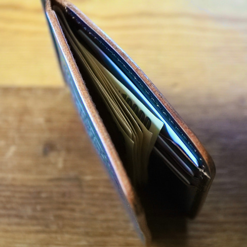 マネークリップ（コインケースなし）【栃木レザー】 ブラック（茶芯