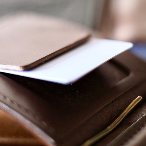 マネークリップ（コインケースなし）【栃木レザー】 ブラック（茶芯