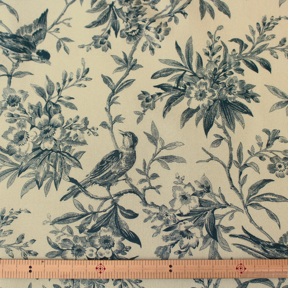 タイムレストレジャーズ！アンティーク調『TimeLess Treasures　植物柄　ブルー』～50㎝単位でカット～ 2枚目の画像