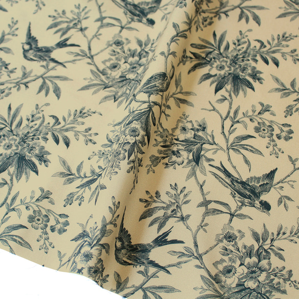 タイムレストレジャーズ！アンティーク調『TimeLess Treasures　植物柄　ブルー』～50㎝単位でカット～ 1枚目の画像