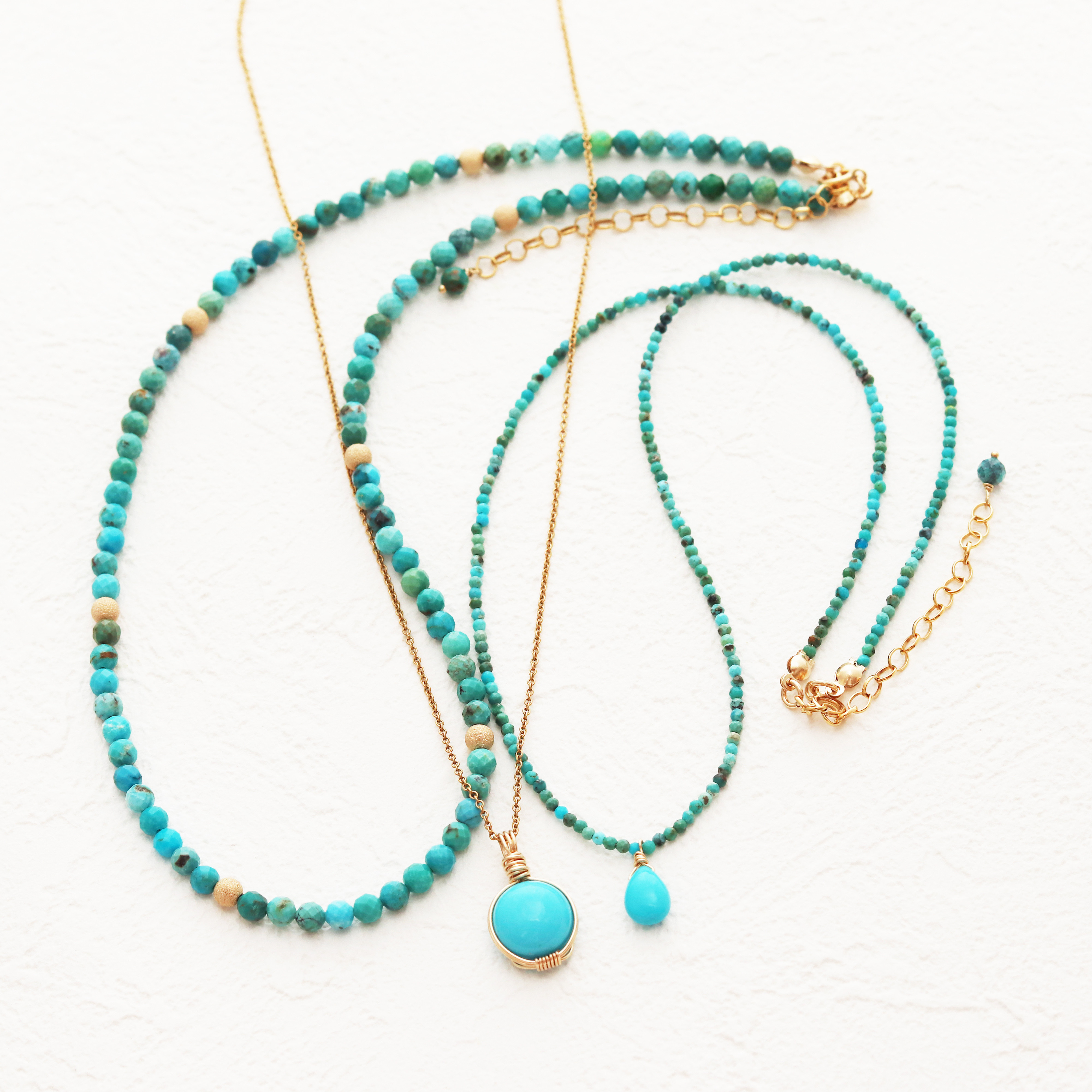【選べる3種類！】ターコイズのネックレス3種　天然石アクセサリー　12月誕生石　誕生日ギフト