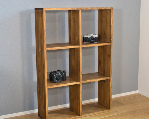 スリムマスシェルフ 30cm角 3×2タイプ｜選べる脚付き・木製収納棚 棚