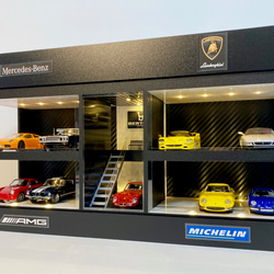 1/64展示14台可・Bauhaus風・ディスプレーBOX・LED照明10灯