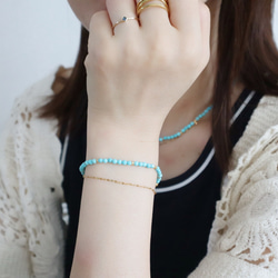 ＼カチッと簡単♪マグネットクラスプ／ 天然石2連ブレスレット＜ターコイズブルー＞ 2枚目の画像