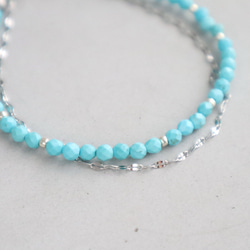 ＼カチッと簡単♪マグネットクラスプ／ 天然石2連ブレスレット＜ターコイズブルー＞ 7枚目の画像