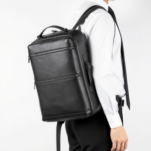 横持ち・縦持ち・肩掛け」3WAY|牛革のビジネスリュック|大容量