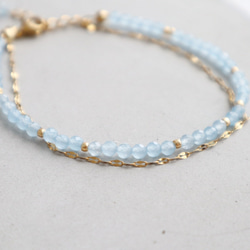 ＼カチッと簡単♪マグネットクラスプ／ 天然石2連ブレスレット＜ライトブルーカラージェード＞ 7枚目の画像