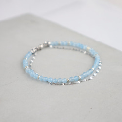 ＼カチッと簡単♪マグネットクラスプ／ 天然石2連ブレスレット＜ライトブルーカラージェード＞ 5枚目の画像