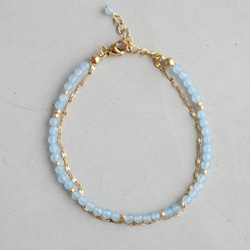 ＼カチッと簡単♪マグネットクラスプ／ 天然石2連ブレスレット＜ライトブルーカラージェード＞ 8枚目の画像