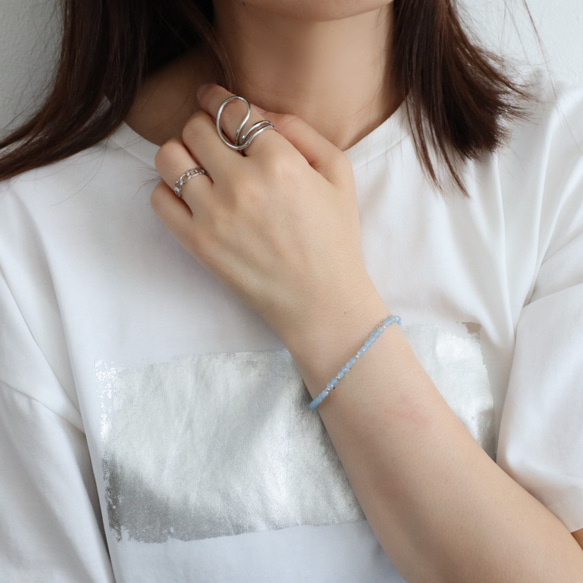 ＼カチッと簡単♪マグネットクラスプ／ 天然石2連ブレスレット＜ライトブルーカラージェード＞ 4枚目の画像