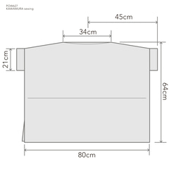 【1点もの】横づかいの幅広プルオーバー 袖付き 総手縫い -浴衣地 白地に黒細線の格子と青の絣柄  POW627 12枚目の画像