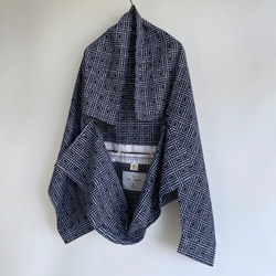 【1点もの】丁字のプルオーバー2way -浴衣地 紺に変わり格子 2WB631 13枚目の画像