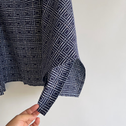 【1点もの】丁字のプルオーバー2way -浴衣地 紺に変わり格子 2WB631 12枚目の画像