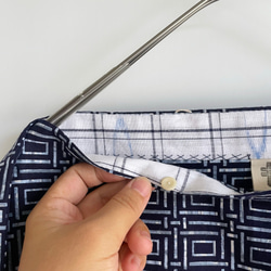 【1点もの】丁字のプルオーバー2way -浴衣地 紺に変わり格子 2WB631 10枚目の画像