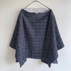 【1点もの】丁字のプルオーバー2way -浴衣地 紺に変わり格子 2WB631 8枚目の画像