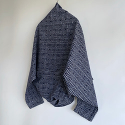 【1点もの】丁字のプルオーバー2way -浴衣地 紺に変わり格子 2WB631 14枚目の画像