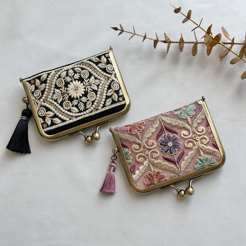 ハンドメイド　がま口カードケース　ニューヨーク柄 在庫商品】仕切り付きがま口カードケース【金襴】 [M便 1/6