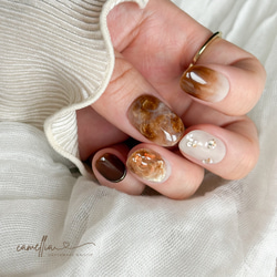 大人brown☕️ネイルチップ/カフェラテネイル/マグネットネイル