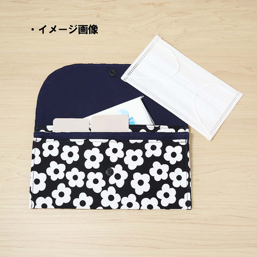 ハンドメイド✨ブラック向日葵柄カード12枚・通帳・書類ポーチ