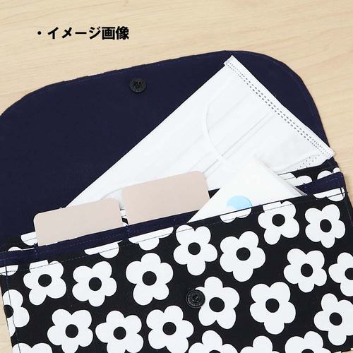 北欧風 モノクロ花柄ブラック×ネイビー マルチケース 母子手帳ケース