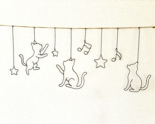 ワイヤークラフト ワイヤーアート 猫ちゃん ガーランド ガーランド