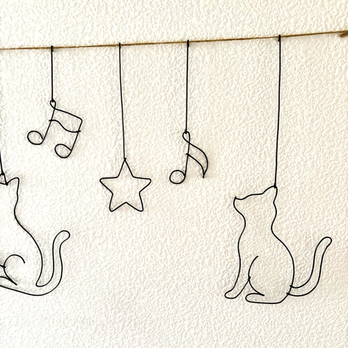 ワイヤークラフト ワイヤーアート 猫ちゃん ガーランド ガーランド