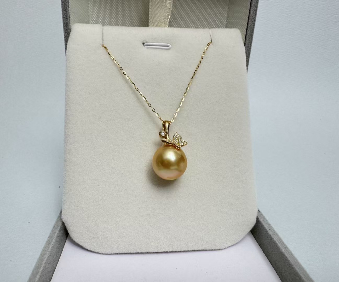 南洋パール 11-12mm ダイヤ0.13ct 18K金 ネックレス