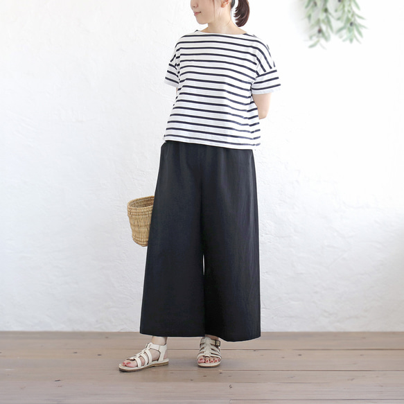 涼やかな、理想のパンツ。東炊きコットンリネンのワイドパンツ（ブラック）PT11 3枚目の画像