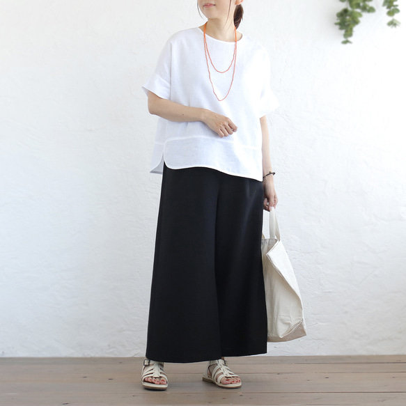 涼やかな、理想のパンツ。東炊きコットンリネンのワイドパンツ（ブラック）PT11 6枚目の画像